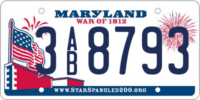 MD license plate 3AB8793