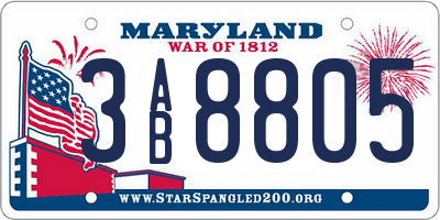MD license plate 3AB8805
