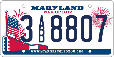 MD license plate 3AB8807