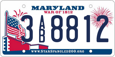 MD license plate 3AB8812