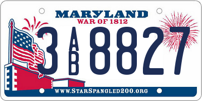 MD license plate 3AB8827