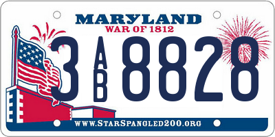 MD license plate 3AB8828