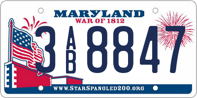 MD license plate 3AB8847