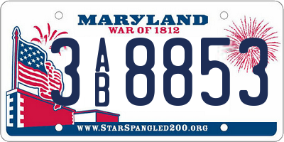 MD license plate 3AB8853