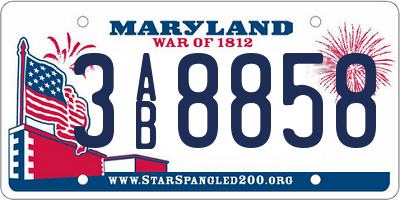 MD license plate 3AB8858