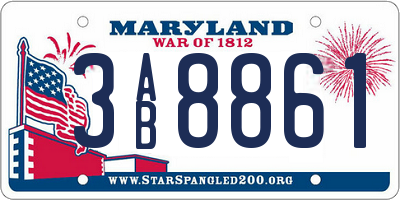 MD license plate 3AB8861