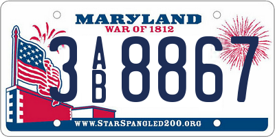 MD license plate 3AB8867