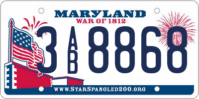 MD license plate 3AB8868