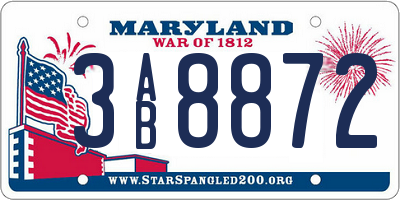 MD license plate 3AB8872