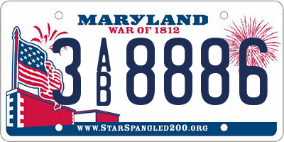 MD license plate 3AB8886