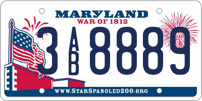 MD license plate 3AB8889