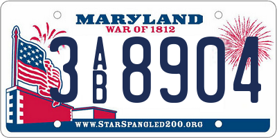 MD license plate 3AB8904