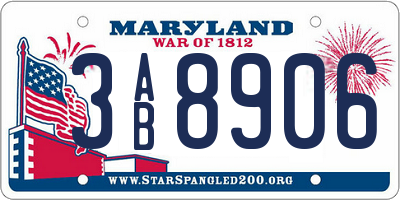 MD license plate 3AB8906