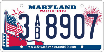 MD license plate 3AB8907