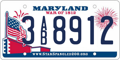 MD license plate 3AB8912
