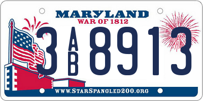 MD license plate 3AB8913