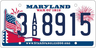 MD license plate 3AB8915