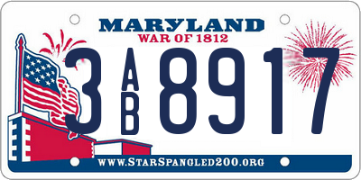 MD license plate 3AB8917