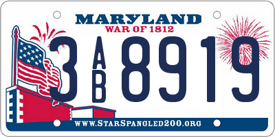MD license plate 3AB8919
