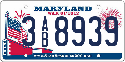 MD license plate 3AB8939