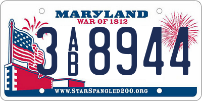 MD license plate 3AB8944