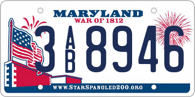MD license plate 3AB8946