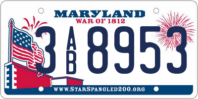 MD license plate 3AB8953