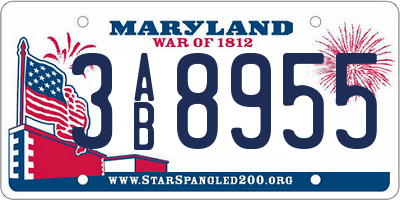 MD license plate 3AB8955