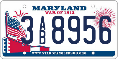 MD license plate 3AB8956