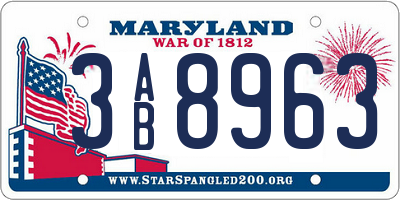 MD license plate 3AB8963