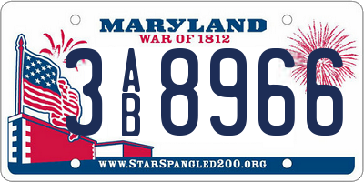 MD license plate 3AB8966