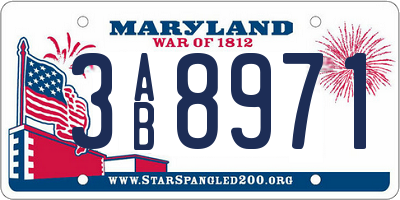 MD license plate 3AB8971