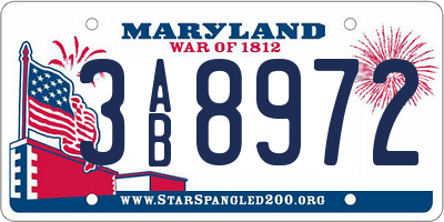 MD license plate 3AB8972