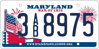 MD license plate 3AB8975