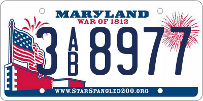 MD license plate 3AB8977