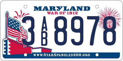 MD license plate 3AB8978