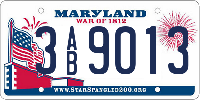 MD license plate 3AB9013