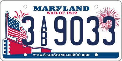 MD license plate 3AB9033