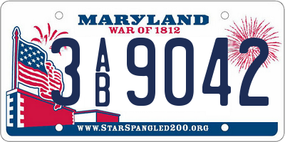 MD license plate 3AB9042