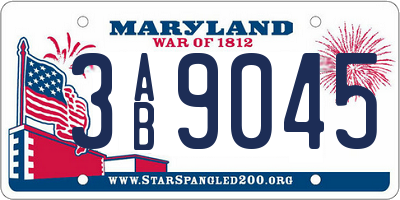 MD license plate 3AB9045