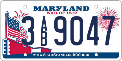 MD license plate 3AB9047