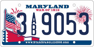 MD license plate 3AB9053
