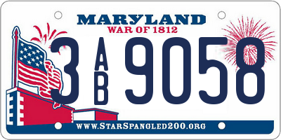 MD license plate 3AB9058