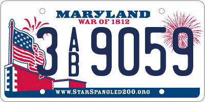 MD license plate 3AB9059