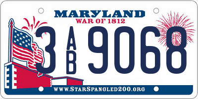 MD license plate 3AB9068