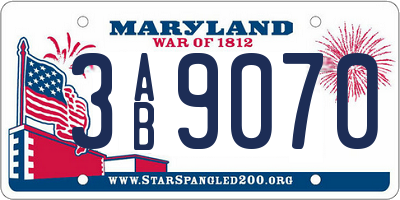 MD license plate 3AB9070