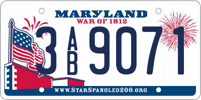 MD license plate 3AB9071