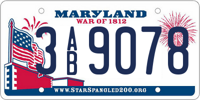MD license plate 3AB9078