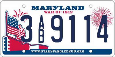 MD license plate 3AB9114