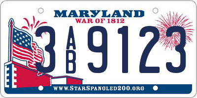 MD license plate 3AB9123